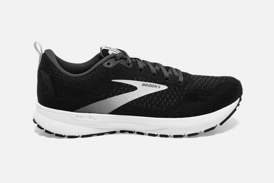 Brooks Running Shoes - Revel 4 Road Mens - Black/Silver - UXY-243510